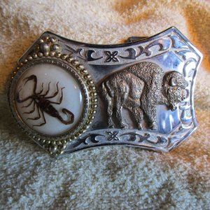 Silver Buffalo & Scorpion Belt Buckle